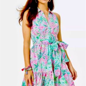 Lilly Pulitzer Tropical Pink and Green Mini Dress